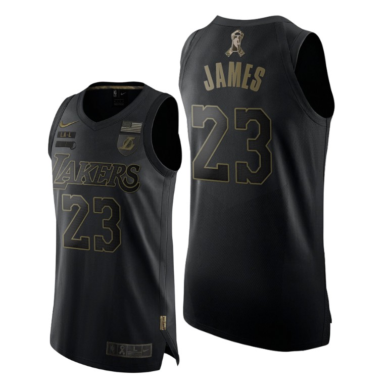 Men's Los Angeles Lakers LeBron James #23 NBA Limited 2020 Authentic Salute To Service Black Basketball Jersey HYL3383LR